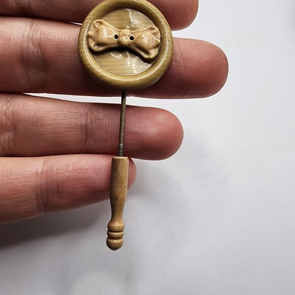 Vintage 1920's Round Celluloid Stick Pin Button Shape Grannycore - Picture 2 of 5